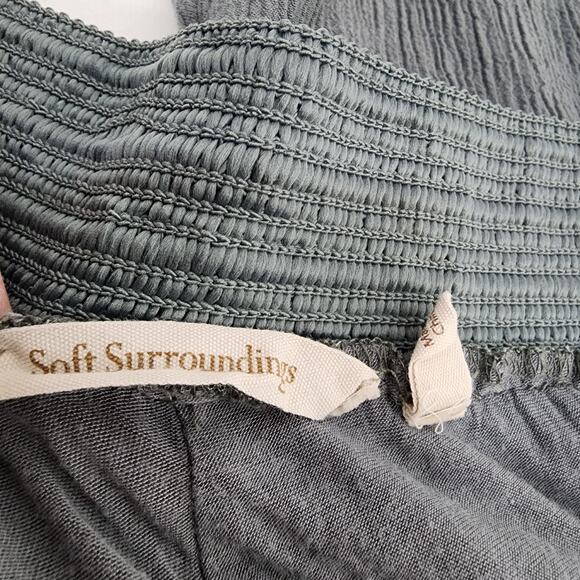 Soft Surroundings Pants Womens Size PL Pull On Gauze Green Wide Legs Coastal - Picture 9 of 11